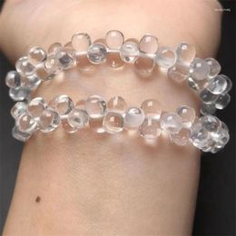 Link Bracelets Natural Clear Quartz Faceted Bracelet Gemstone Crystal Jewellery Bangle For Women Healing Bohemia Holiday Gift 1pcs