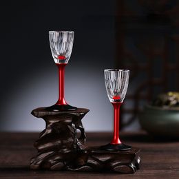 Tumblers Household creative gold foil highfooted white wine glass spirits metal aluminum rod a cup crystal drinking 230413