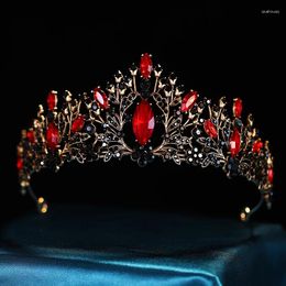 Hair Clips Baroque Classic Crown Wedding Bridal Accessories Tiaras For Women And Girls Jewellery Crystal Vintage Red Black