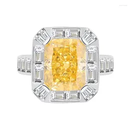 Cluster Rings Spring Qiaoer In 925 Sterling Silver 8 10MM Crushed Cut Lab Citrine Sapphire Jewelry Ring For Women Christmas Gift