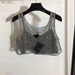 Kırpılmış Kadın Tişört Üçgen Rozeti Rhinestone Tasarım Yelek Üstleri Ins Moda Sokak Stili Tanklar Goodgood