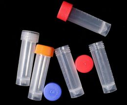 5ml Plastic Frozen Test Bottle Tubes Vial Screw Seal Cap Pack Container with Silicone Gasket Free Ship 1000PCS