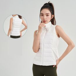 Women Lu Yoga Down Jacket Vest White Duck Ll Outfit Solid Color Puffer Coat Sports Winter Outwear