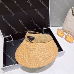 Fashion Designer Visors Hats Metal Triangle Label Empty Top Visor Cap Summer Outdoor Travel Beach Sun Hat Sunshade Caps