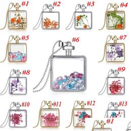 Pendant Necklaces Dried Flowers Glass Drifting Bottle Necklace Vintage Long Chain Sweater Fine Jewellery For Women Drop Deliver Dhgarden Dhoic