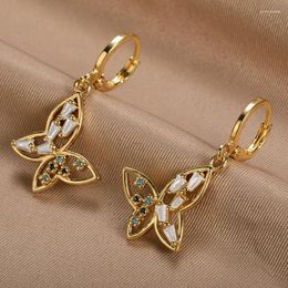 Dangle Earrings Personalised Crystal Zircon Design Butterfly For Women Piercing Buckle Hoop Fashion Party Jewellery Gift