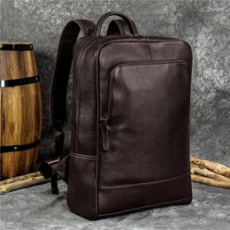 School Bags Sbirds Genuine Leather Bag Black Brown Men's Business Backpack Cowhide Daypack Casual Schoolbag For Men Boys Student