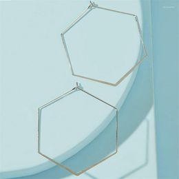 Hoop Earrings Cross Border Personality Geometric Hexagon Creative Exaggerate Punk Style Gold Polygon For Women