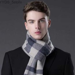 Scarves High Quality 100% Pure Wool Scarf Men Winter Autumn Soft Warm Windproof Muffler Gentlemen Fashion Classic Business Shl Male YQ231114