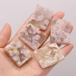 Pendant Necklaces 1pcs Natural Stone Rectangle Cherry Blossom Agates Pendants For Jewelry Making Necklace Bracelet Size 30x42mm 22x40mm