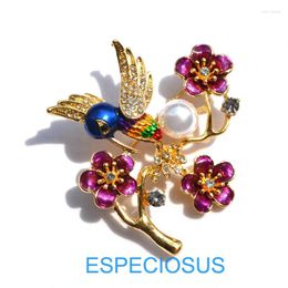 Brooches Vintage Pin Mix Color Birds Flower Rhinestone Jewelry Brooch Painted Gold Crystal Giraffe Women Breast Lady's Garments