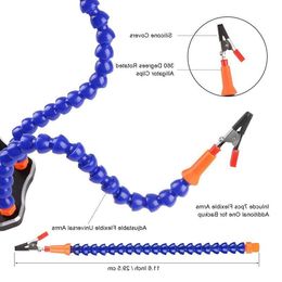 Freeshipping Upgraded Flexible Helping Hands Soldering Third Hand Soldering Station Tool(Magnifier and Non-Slip Aluminium Base 7 He Mguwa