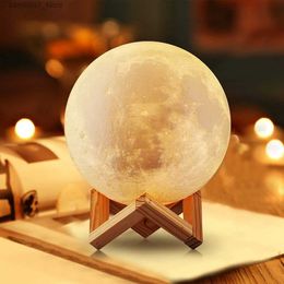 Night Lights 3D LED Night Light Print Moon Lamp Starry Night Lamp with Stand Battery Powered 8/10/12/15CM Ball Lights Bedroom Decor Kids Gift Q231114