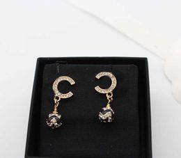 2023 Luxury quality charm drop earring with diamond and black color design in 18k gold plated have stamp box PS4860A