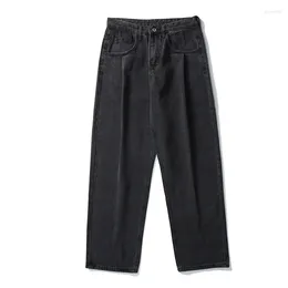 Men's Jeans Japan Style Vintage Solid Colour Casual Fashion Classic Loose Versatile Wide Leg Pants Autumn Youth Straight Trouser