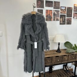 Women s Jackets Mmsix Leather Fur Coats Winter Fashion High Quality Pile Lapel Plus Long Casual Kintted Waist Strap 231114