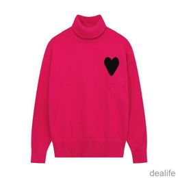 Amis Amiparis Sweater High Collar Am i Paris Jumper Winter Thick Turtleneck Coeur Embroidered A-word Heart Love Knit Sweat Women Men Amisweater Ld8d