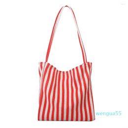 Evening Bags Women Handbag Large Capacity Canvas Striped Classical Work Casual Summer Soft Holiday Fashion Beach Shopping Tote Bag