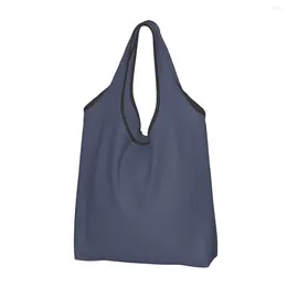 Shopping Bags Colour Navy Blue Women's Casual Shoulder Bag Large Capacity Tote Portable Storage Foldable Handbags