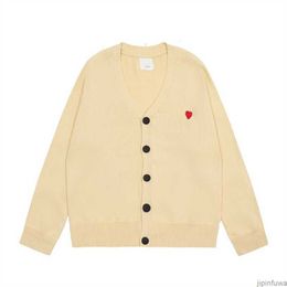 AM I Amis Mens Paris Fashion Designer Knitted Sweater Embroidered Heart Cardigan Coeur Love Knit Pullover Amisweater Shirts Sweat 6TZQ
