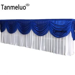 Table Skirt 10ft 20FT Length Cloth With Colorful Swag Drape Ice Silk Fabric ing Wedding Party Event Decoration 230414