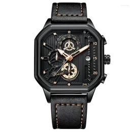 Wristwatches Square Sports Big Dial Date Multiple Time Zone Watch Casual Alloy Waterproof Technology Men Women Quartz Watches