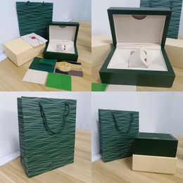 High quality green watch box, paper bag certificate, wooden men's and women's watch factory box, luxury watch box accessories top-level box watch essential box 007