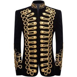 Mens Suits Blazers Black Gold Embroidery Velvet Suit Blazer Party Banquet Stage Clothes for Singers Men High Quality Handmake blazer masculino 231113