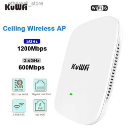 Routers KuWfi 1800Mbps Wifi6 Ceiling Router 2.4G 5.8G Dual Band Wifi Router Gigabit WAN LAN Port Support 48V POE Switch for Home Office Q231114