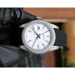 luxury diamond watches ice out watch for man high quality datejusts date day menwatch 29AY mechanical movement uhr crown bust down montre full diamond rolx reloj
