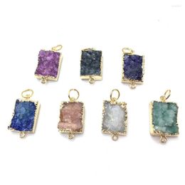 Pendant Necklaces Natural Stone Gem Rectangular Agate Crystal Bud Loose Bead Connector Handmade Crafts DIY Necklace Sweater Chain Jewelry