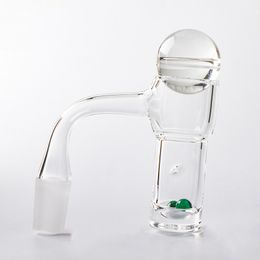 Smoke Full Weld Bevelled Edge Spinning Air Holes Quartz Banger Nails With Marble Bead And Green Emerald Terp Pearls For Glass Bongs