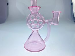 Glass hookah recycle pink bend neck small bong 14mm 18mm joint new new design high quanlity