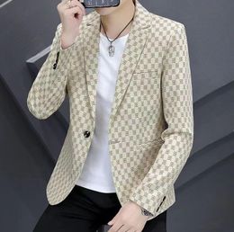 Fashion Men's Casual Letter Printing Long Sleeve Slim Suit Blazers Jacket Coat