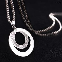 Pendant Necklaces Necklace Silver Colour Fashion Sweater Chain Gifts Long Circle Round 1 Pc