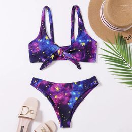 Women's Swimwear MJKBH Bikini Swimsuit 2023 Summer European And American Sexy Star Print Split