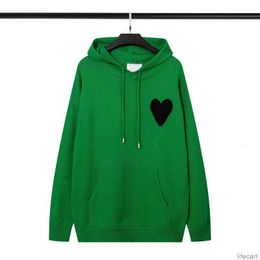 AmiParis Hoody Pull AM I Paris Hoodies Knitted Women Men Pullover Sweatshirts Big Red Black Coeur Heart Love Winter Jumper USA EU Streetwear Amisweater AMIs QPXQ