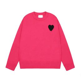 Fashion Amisweater Paris Mens Women Designer Knitted Shirts High Street Printed a Heart Pattern Round Neck Knitwear Men Am i Jumper Qdwv