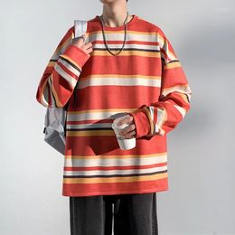 Men's Hoodies 2023 Fashion Autumn Outwear Soft Suede Hooded Stripe Sweatshirt Ins Casual Loose Streetwear Harajuku Pullover Tops