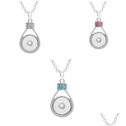 Pendant Necklaces Noosa Colors Necklace Metal Ginger Snap Button Jewelry Pendants With Crystal Chain Interchangeable Drop Del Dhgarden Dhoyi