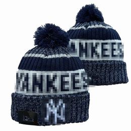 Yankees Beanie New York Beanies All 32 Teams Knitted Cuffed Pom Men's Caps Baseball Hats Striped Sideline Wool Warm USA College Sport Knit hats Cap For Women a14