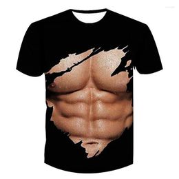 Men's T Shirts Mens Short Sleeve Muscle 3d T-shirt Abdominal Leisure Pullover Graphic Men Clothing