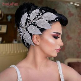 Hair Clips YouLaPan HP285 Leaves Shape Headpiece For Bride Wedding Headband Women Tiara Rhinestone Bridal Side Piece Accessories