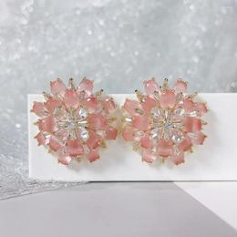 Stud Earrings SENYU Luxury Flower Big Women Fill Zirconia Gold Silver Plate Fashion Jewelries Party Accessories