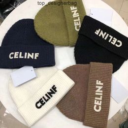 CELINF Autumn/Winter Knitted Hat Big Brand Designer Beanie/Skull Caps Stacked Hat Letter Ribbed Woolen Hat