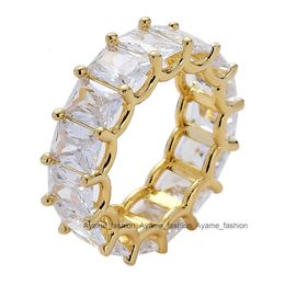 Baguette Ring 925 Sterling Silver CZ Diamond Cut Zirconia Hip Hop Ring Bling Gold Plating Rapper Jewellery