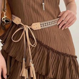 Belts Fashion Women Solid Color Braided Tassel Belt Bohemian Girls Thin Waist Rope Knit For Dress Waistbands Accessories