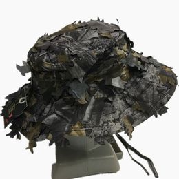 Outdoor Hats Camouflage Effect 3D Leaves Casual Quick Drying Hunting Hat Polyester Tactical Outdoor Fishing Flat Cap Sun Protection Boonie 230414