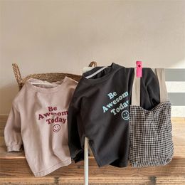 T-shirts 1100B Children T Shirt Spring Kids' Casual Tops Long Sleeve Baby Girl Bottoming Tops Letter Print Boy's T Shirt 230414