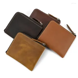 Wallets Real Genuine Leather Wallet For Men Male Vintage Short Bifold Men's Small Purse With Coin Pocket Money Bag
